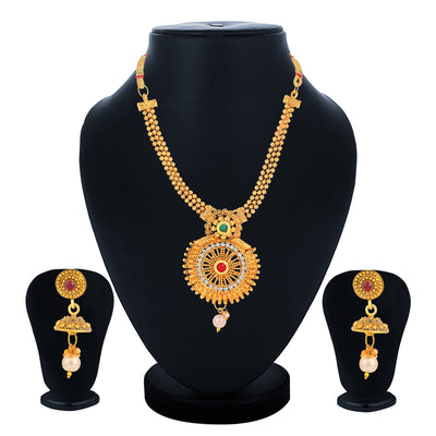 Sukkhi Artistically Collar Gold Plated Necklace Set Set for Women