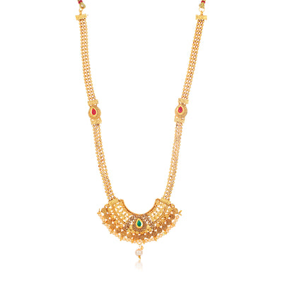 Sukkhi Stylish Long Haram Gold Plated Necklace Set Set for Women