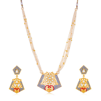 Sukkhi Marquise Collar Gold Plated Necklace Set Set for Women