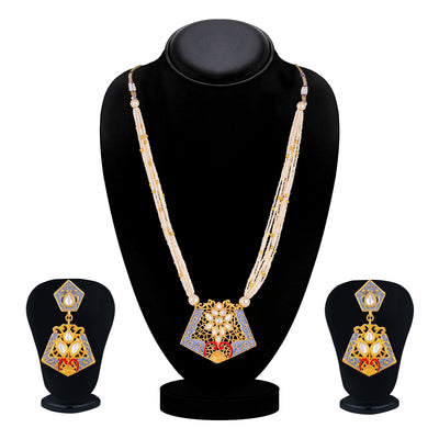 Sukkhi Marquise Collar Gold Plated Necklace Set Set for Women