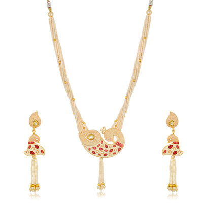 Sukkhi Shimmering Collar Gold Plated Necklace Set Set for Women