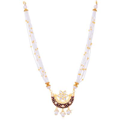 Sukkhi Dazzling Kundan Gold Plated Mint Collection Pearl Necklace Set For Women