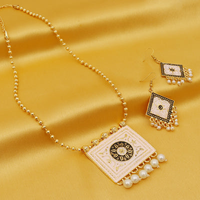 Sukkhi Classy Gold Plated Mint Collection Pearl Necklace Set For Women