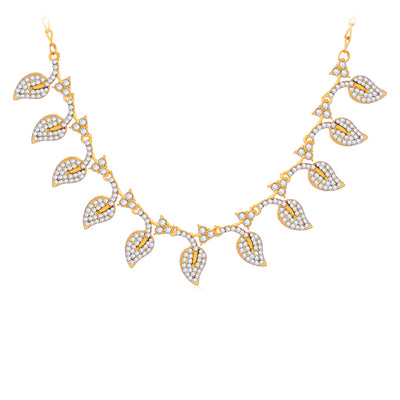 Sukkhi Sparkly Gold Plated Leafy Necklace Set For Women