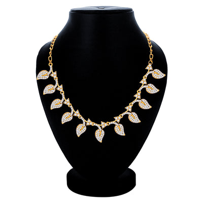 Sukkhi Sparkly Gold Plated Leafy Necklace Set For Women