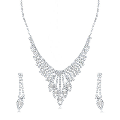 Sukkhi Sleek Rhodium Plated Necklace Set for Women