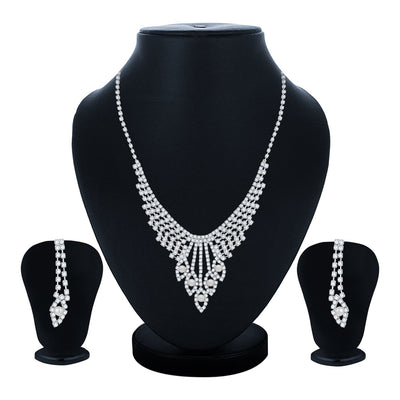 Sukkhi Sleek Rhodium Plated Necklace Set for Women