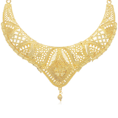 Sukkhi Luxurious 24 Carat 1 Gram Gold Plated Choker Necklace Set For Women