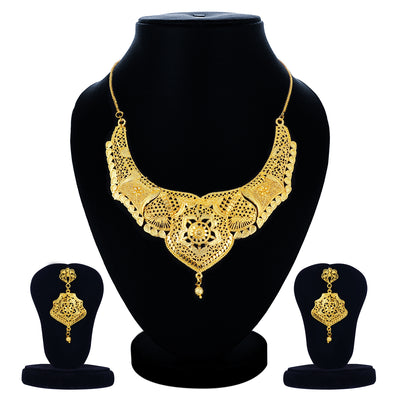 Sukkhi Ravishing 24 Carat 1 Gram Gold Plated Choker Necklace Set For Women