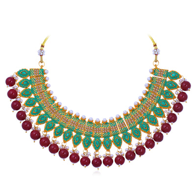 Sukkhi  Graceful Mint Collection Floral Gold Plated Necklace Set for Women