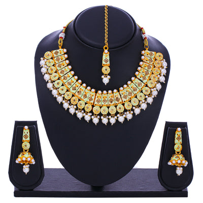 Sukkhi Ravishing Gold Plated Mint Collection Choker Necklace Set for Women