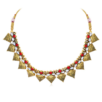 Sukkhi Shimmering Gold Plated Kundan Choker Necklace Set For Women