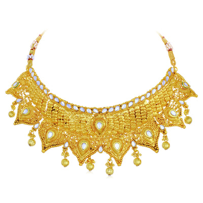 Sukkhi Glimmery Kundan Gold Plated Choker Necklace Set For Women