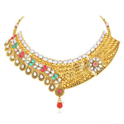 Sukkhi Excellent Gold Plated Kundan Choker Necklace Set For Women