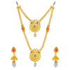 Sukkhi Glimmery Gold Plated Pearl Long Haram Necklace Set For Women