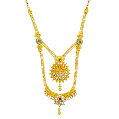 Sukkhi Impressive Gold Plated Kundan Long Haram Necklace Set For Women