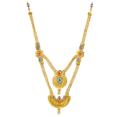 Sukkhi Sparkling Gold Plated Long Haram Necklace Set For Women