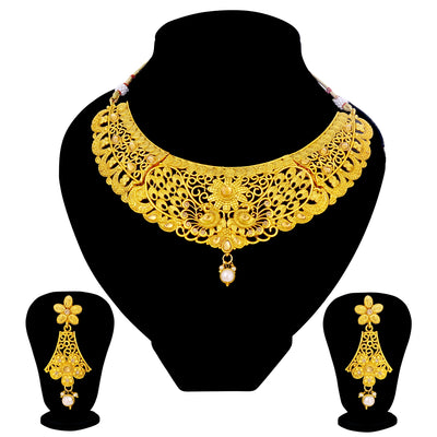 Sukkhi Incredible LCT Gold Plated Peacock Choker Necklace Set For Women