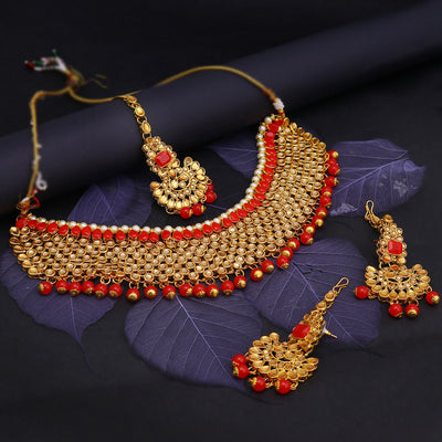 Sukkhi Lavish LCT Gold Plated Choker Necklace Set For Women