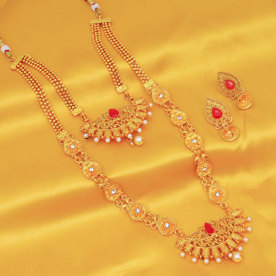Sukkhi Amazing Pearl Gold Plated Long Haram Necklace Set For Women