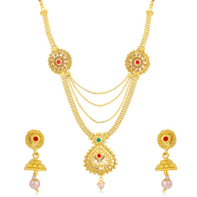 Sukkhi Exclusive LCT Gold Plated Long Haram Necklace Set For Women