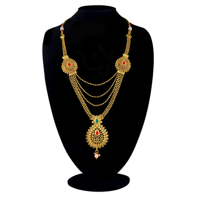 Sukkhi Dazzling LCT Gold Plated Long Haram Necklace Set For Women