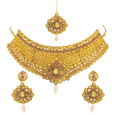 Sukkhi Ravishing LCT Gold Plated Choker Necklace Set For Women