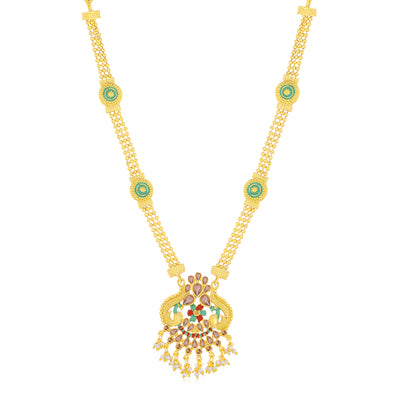Sukkhi Eye-Catchy LCT Gold Plated Mint Collection Long Haram Necklace Set For Women