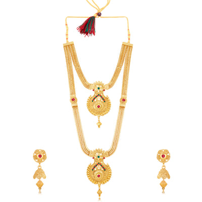 Sukkhi Marvellous Gold Plated Double Layered Necklace Set