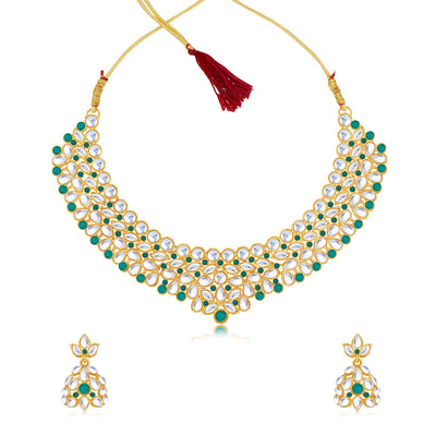 Sukkhi Attractive Gold Plated Kundan Choker Necklace Set for Women