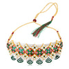 Sukkhi Lovely Pearl Gold Plated Kundan Meenakari Choker Necklace Set for Women