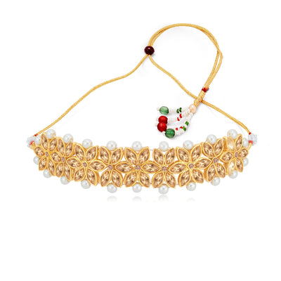 Sukkhi Stylish Gold Plated LCT & Pearl Choker Necklace Set for Women