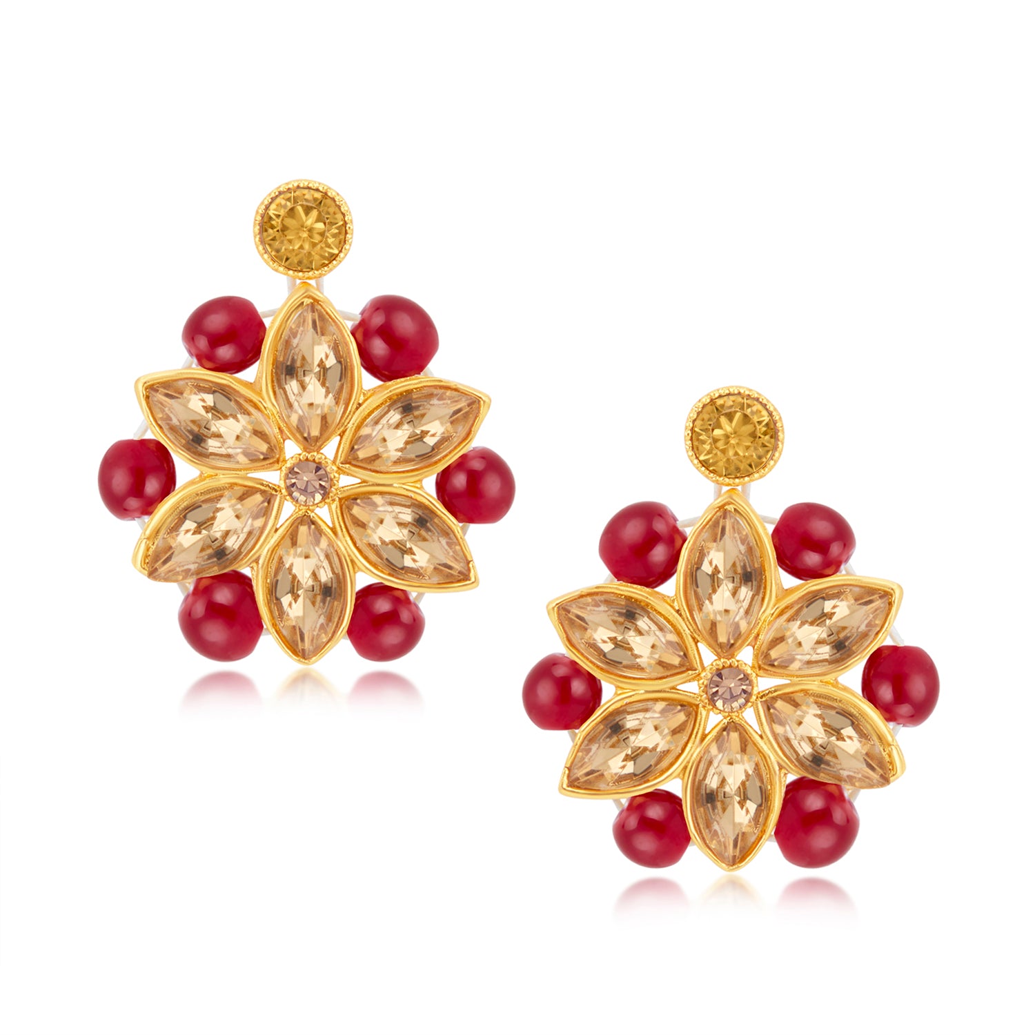 Elizabeth Locke Round Carnelian Earrings with Gold Triads with Detachable  Carnelian Drops