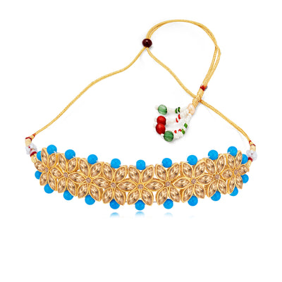 Sukkhi Stunning Gold Plated LCT & Pearl Choker Necklace Set for Women