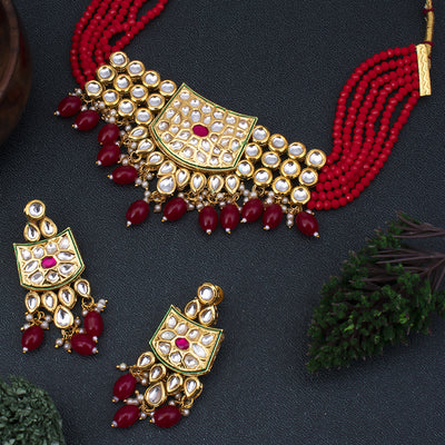 Sukkhi Bollywood Inspired Gold Plated Kundan Choker Necklace Set For Women