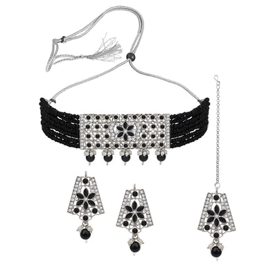 Sukkhi Splendid Rhodium Plated Choker Necklace Set For Women