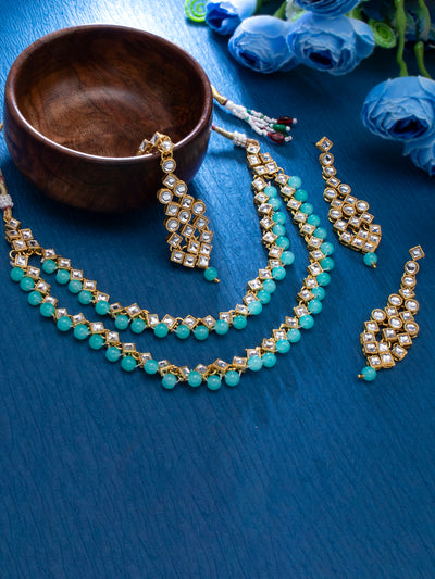 Sukkhi Stunning Gold Plated Kundan & Pearl Long Haram Necklace Set for Women