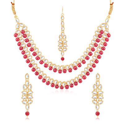 Sukkhi Attractive Gold Plated Kundan & Pearl Long Haram Necklace Set for Women