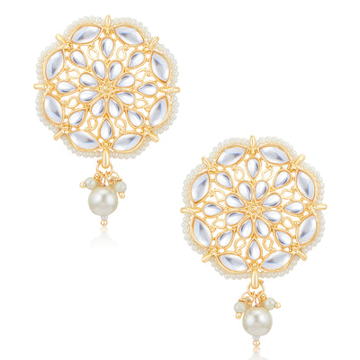 Sukkhi Pretty Gold Plated Kundan & Pearl Choker Necklace Set for Women
