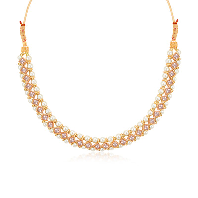 Sukkhi Delicate Gold Plated Pearl Choker Necklace Set for Women