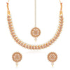 Sukkhi Sleek Gold Plated Pearl Choker Necklace Set for Women