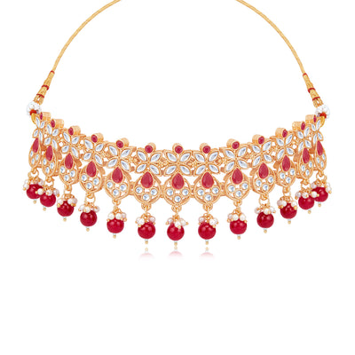 Sukkhi Fabulous Kundan Gold Plated Choker Necklace Set for Women