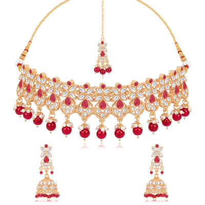 Sukkhi Fabulous Kundan Gold Plated Choker Necklace Set for Women