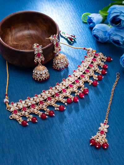 Sukkhi Fabulous Kundan Gold Plated Choker Necklace Set for Women