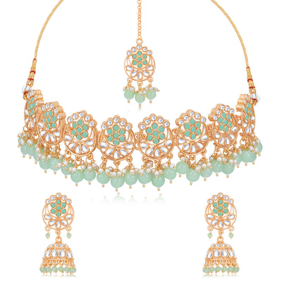 Sukkhi Splendid Gold Plated Choker Necklace Set for Women