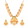 Sukkhi Classic Pearl Gold Plated Goddess Long Haram Temple Necklace Set for Women