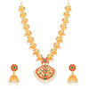 Sukkhi Ethnic Pearl Gold Plated Peacock Long Haram Temple Necklace Set for Women