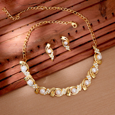 Sukkhi Lovely Gold Plated Pearl Necklace Set for Women