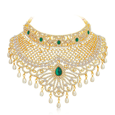 Sukkhi Exotic Gold Plated AD Necklace Set For Women