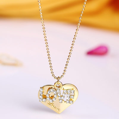 Sukkhi Valentine Gold plated heart shaped fancy pendant for women